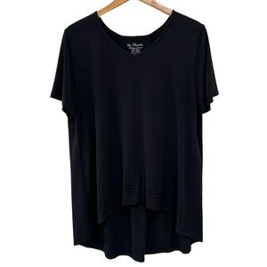 Chicos black cutout short sleeve top size 2